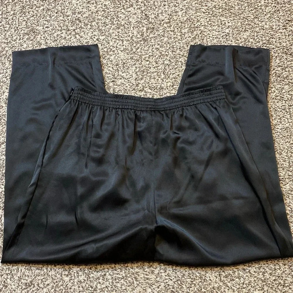 Vintage Breckenridge High Waisted Silky Polyester Black Pleated Front Pants - Picture 4 of 9